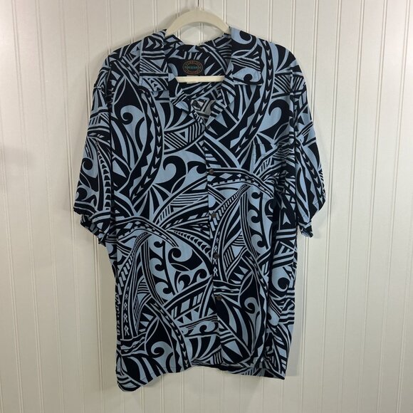 Hawaiian Reserve Collection Men XL Blue Button Up Short Sleeves Shirt - Picture 1 of 8